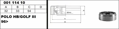 Axle Head, Inner, GOLF III 96> 301 106 94X33X32