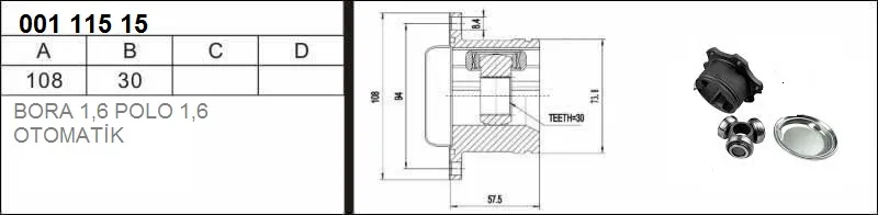 Drive Shaft, outer axle, AUTOMATIC BORA BCB/POLO 02>