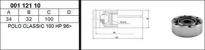 Drive Shaft, Inner axle, Head POLO CLS.GOLF III 100X35X26(301141/302261)
