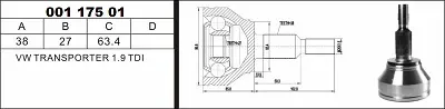 Axle Head , Outer T5 1.9 63X38X27(303993)