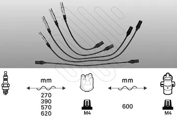 Ignition cable kit POLO CLASSIC 1.6 100PS GOLF III 1.6 AFT 95 - 01