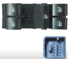Switch, window regulator , Doors: 4, Driver side, Front , Green SKODA OCTAVIA/FABIA 06>