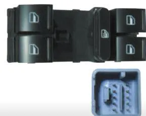 Switch, window regulator , Doors: 4, Driver side, Front , Green SKODA FABIA/ROMSTER 08>