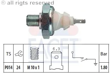 Oil pressure switch (WHITE) 1.80 BAR GOLF III/JETTA/PASSAT/POLOCLS/AUDI 80- 90-100 1.6/1.8/2.0 GTI AAM(7.0045)