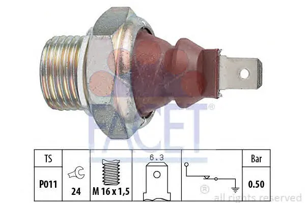 Oil pressure switch (THICK BROWN) 0.50 BAR SKODA FELICIA I - II - 1.3 AMG-AMH 94>01(7.0124
