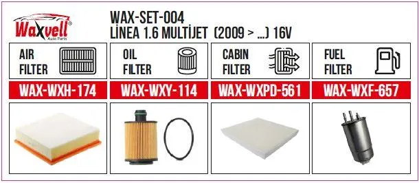 Filter Set LİNEA 1.6 MULTİJET 2009- (Air+Oil+Cabin+Fuel)