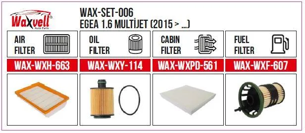 Filter Set EGEA 1.6 MULTİJET (2015-) (Air+Oil+Cabin+Fuel)