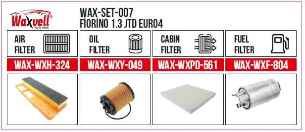 Filter Set FİORİNO 1.3 JTD Euro4 (Air+Oil+Cabin+Fuel)