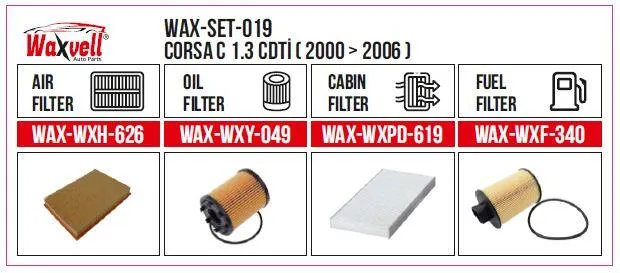 Filter Set CORSA C 1.3 CDTİ ( 2000 - 2006 ) (Air+Oil+Cabin+Fuel)
