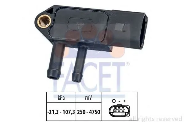 FACET Sensor, exhaust pressure CADDY III/GOLF V 1,6 TDI/T5 2,0 TDI/AMAROK CRAFTER 2,0 TDI